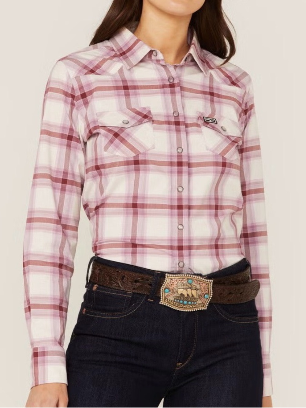 NWT Kimes Ranch Matadora Plaid Shirt Womens Large Western Snap Front Cotton